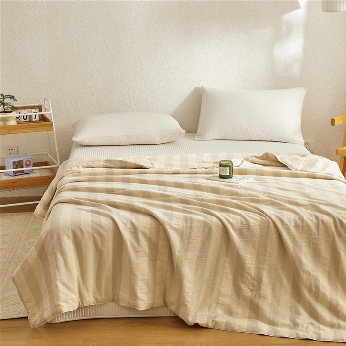 91家纺网 家纺一手货源 找家纺 蜜柚 2025春夏新品简韵A类全棉纯棉色织水洗提花夏被夏凉被空调被 简韵灰