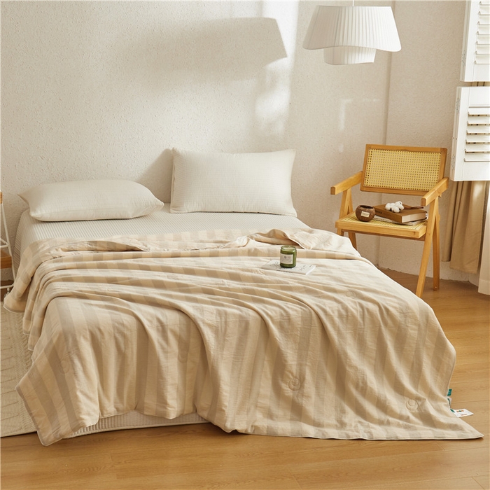 91家纺网 家纺一手货源 找家纺 蜜柚 2025春夏新品简韵A类全棉纯棉色织水洗提花夏被夏凉被空调被 简韵灰