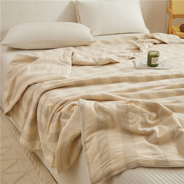 91家纺网 家纺一手货源 找家纺 蜜柚 2025春夏新品简韵A类全棉纯棉色织水洗提花夏被夏凉被空调被 简韵灰