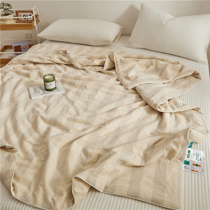 91家纺网 家纺一手货源 找家纺 蜜柚 2025春夏新品简韵A类全棉纯棉色织水洗提花夏被夏凉被空调被 简韵灰