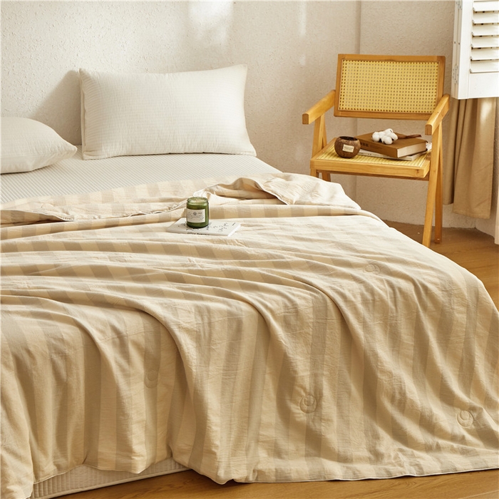 91家纺网 家纺一手货源 找家纺 蜜柚 2025春夏新品简韵A类全棉纯棉色织水洗提花夏被夏凉被空调被 简韵灰