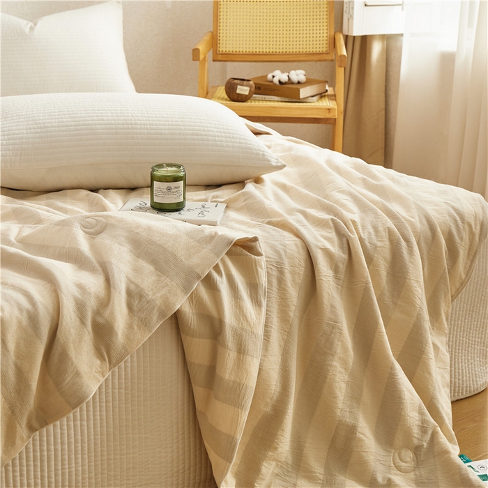 91家纺网 家纺一手货源 找家纺 蜜柚 2025春夏新品简韵A类全棉纯棉色织水洗提花夏被夏凉被空调被 简韵灰