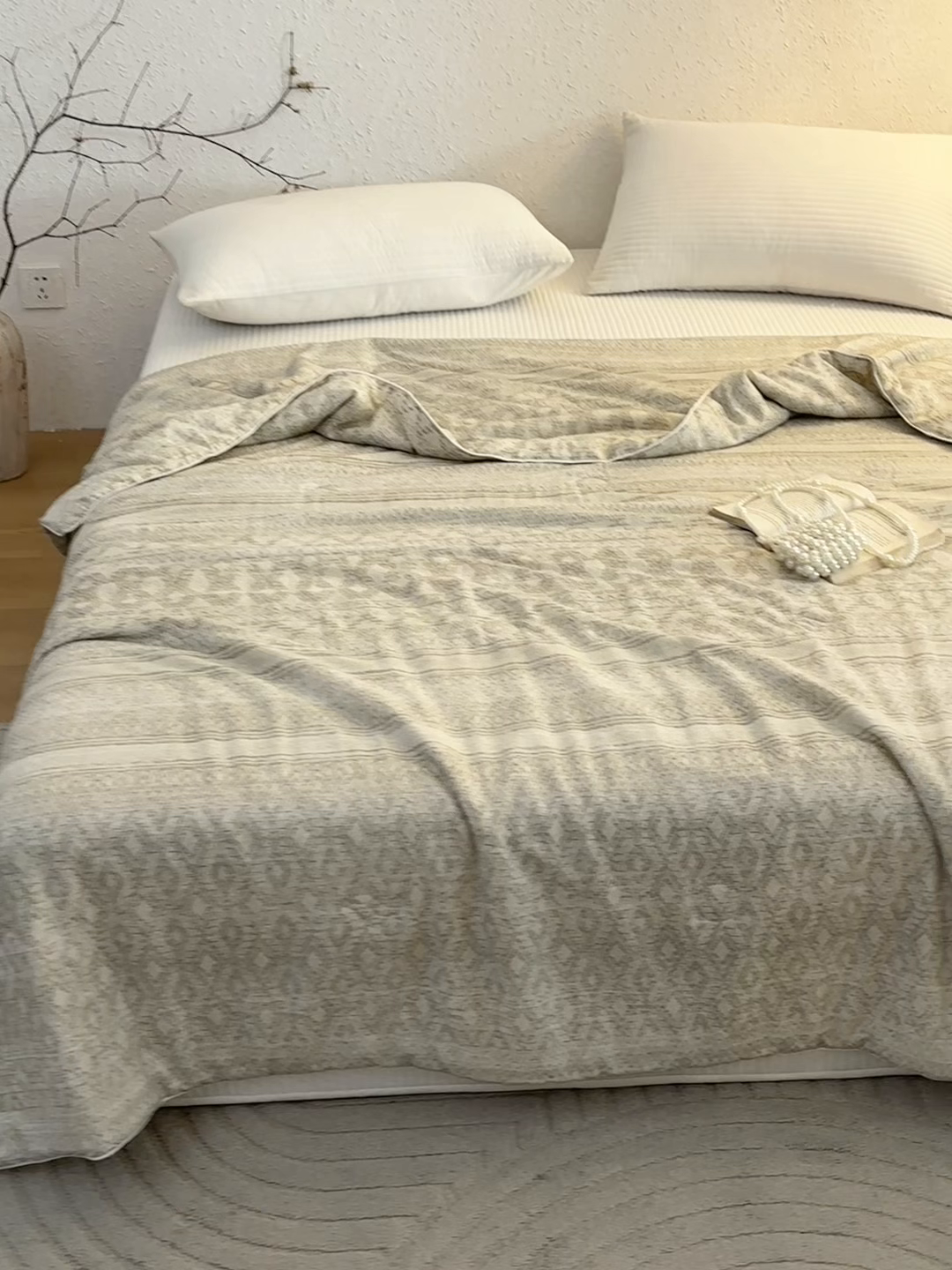 91家纺网 家纺一手货源 找家纺 蜜柚 2025新款赛瑞娜复古系列 A类全棉纯棉60支有氧双层纱复古夏被夏凉被空调被 千寻米