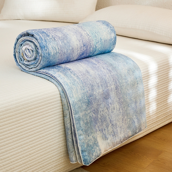 蜜柚 2025新款赛瑞娜复古系列 A类全棉纯棉60支有氧双层纱复古夏被夏凉被空调被 约定蓝