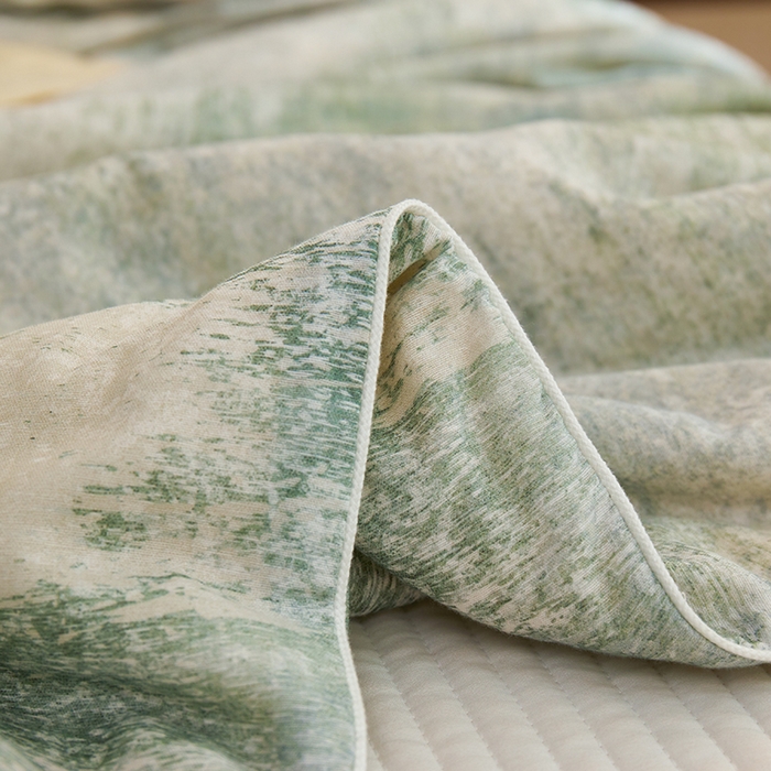 91家纺网 家纺一手货源 找家纺 蜜柚 2025新款赛瑞娜复古系列 A类全棉纯棉60支有氧双层纱复古夏被夏凉被空调被 约定绿