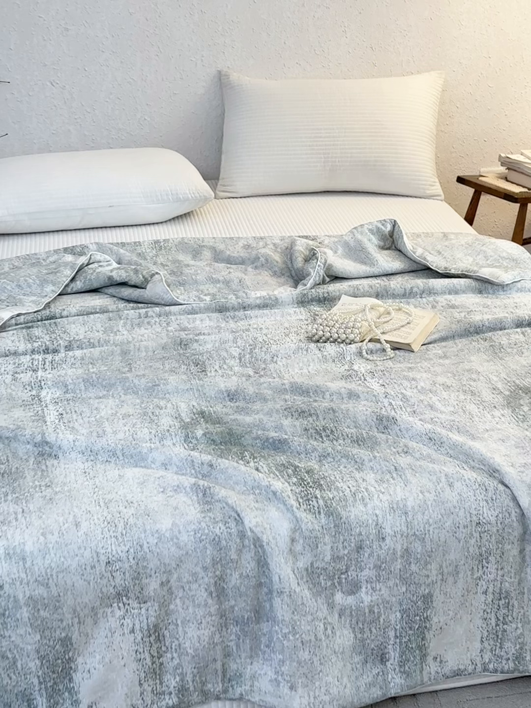 91家纺网 家纺一手货源 找家纺 蜜柚 2025新款赛瑞娜复古系列 A类全棉纯棉60支有氧双层纱复古夏被夏凉被空调被 约定绿