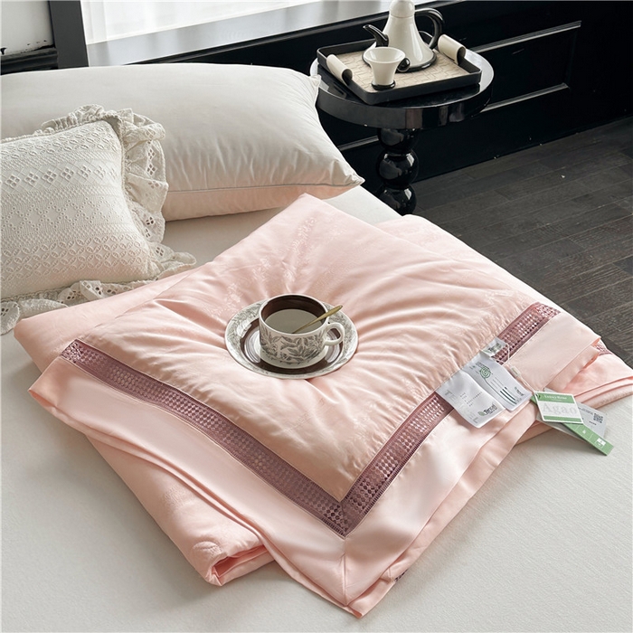 91家纺网 家纺一手货源 找家纺 蜜柚 2025新款维纳斯系列-LF奥地利兰精天丝大提花Naia夏被夏凉被空调被 维纳斯粉