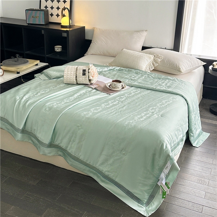 91家纺网 家纺一手货源 找家纺 蜜柚 2025新款维纳斯系列-LF奥地利兰精天丝大提花Naia夏被夏凉被空调被 维纳斯绿