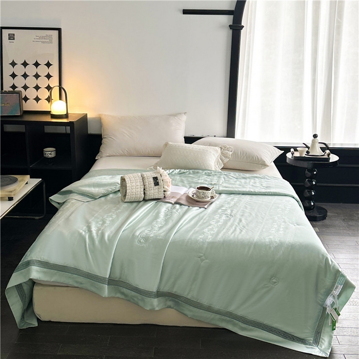 91家纺网 家纺一手货源 找家纺 蜜柚 2025新款维纳斯系列-LF奥地利兰精天丝大提花Naia夏被夏凉被空调被 维纳斯绿