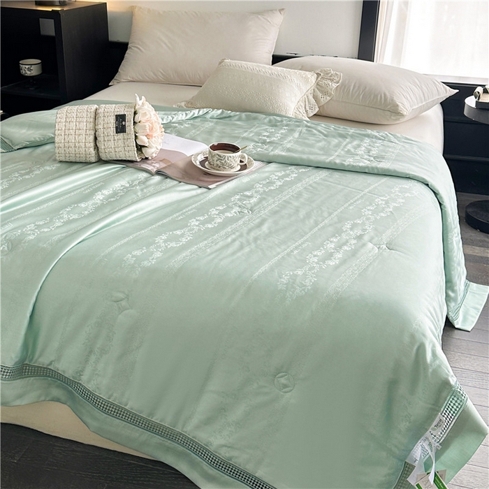 91家纺网 家纺一手货源 找家纺 蜜柚 2025新款维纳斯系列-LF奥地利兰精天丝大提花Naia夏被夏凉被空调被 维纳斯绿