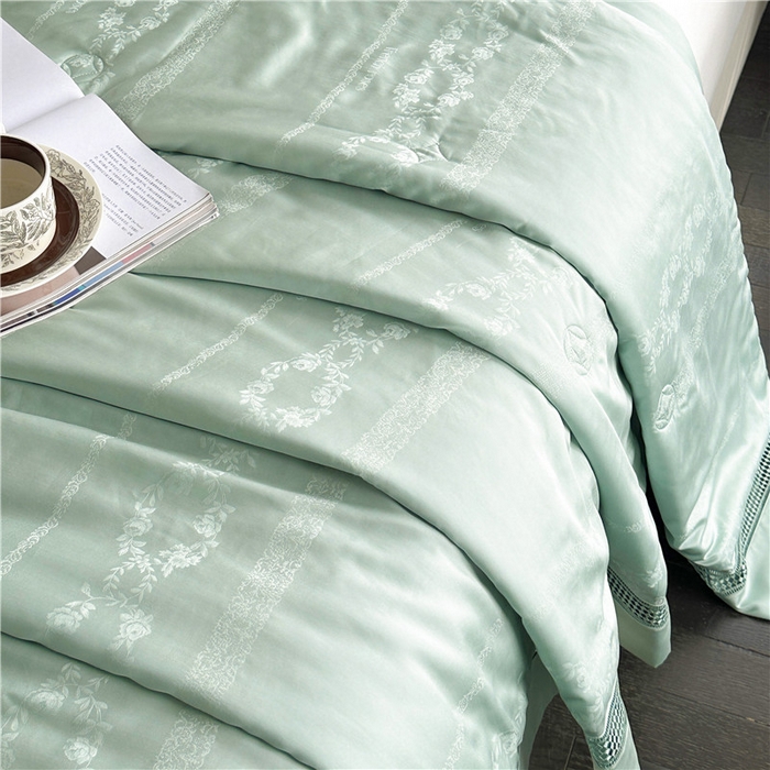 91家纺网 家纺一手货源 找家纺 蜜柚 2025新款维纳斯系列-LF奥地利兰精天丝大提花Naia夏被夏凉被空调被 维纳斯绿