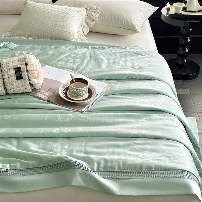 91家纺网 家纺一手货源 找家纺 蜜柚 2025新款维纳斯系列-LF奥地利兰精天丝大提花Naia夏被夏凉被空调被 维纳斯绿