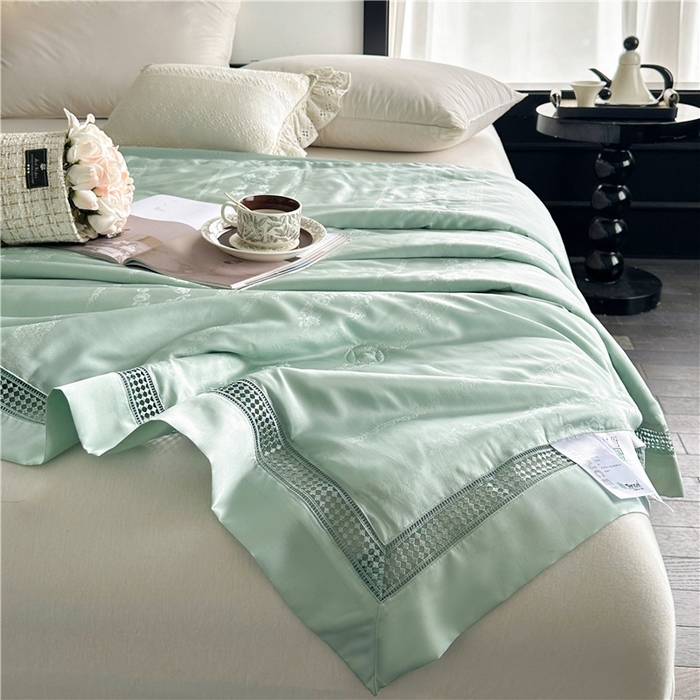 91家纺网 家纺一手货源 找家纺 蜜柚 2025新款维纳斯系列-LF奥地利兰精天丝大提花Naia夏被夏凉被空调被 维纳斯绿