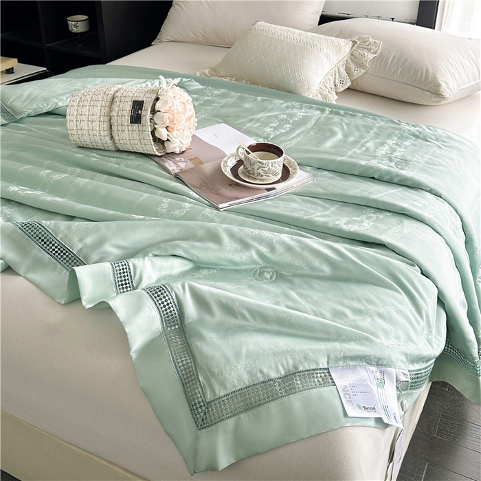 91家纺网 家纺一手货源 找家纺 蜜柚 2025新款维纳斯系列-LF奥地利兰精天丝大提花Naia夏被夏凉被空调被 维纳斯绿