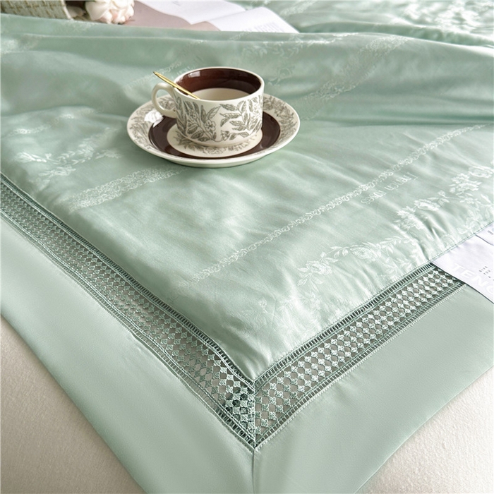 91家纺网 家纺一手货源 找家纺 蜜柚 2025新款维纳斯系列-LF奥地利兰精天丝大提花Naia夏被夏凉被空调被 维纳斯绿