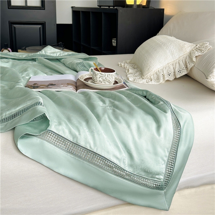 91家纺网 家纺一手货源 找家纺 蜜柚 2025新款维纳斯系列-LF奥地利兰精天丝大提花Naia夏被夏凉被空调被 维纳斯绿