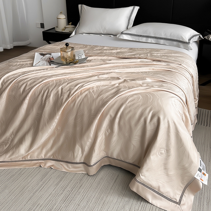 91家纺网 家纺一手货源 找家纺 （总）蜜柚 2025春夏新品蒂芙尼100S天丝银丝大提花夏被夏凉被空调被