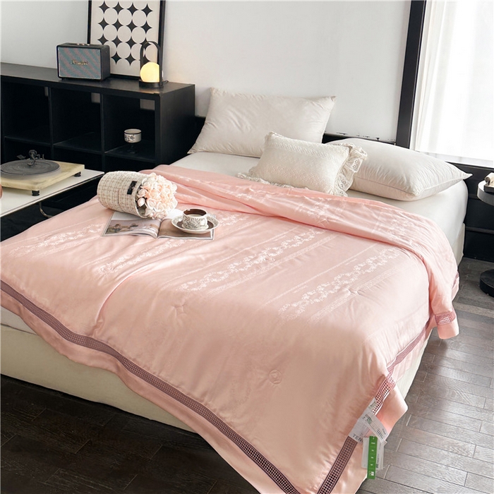 91家纺网 家纺一手货源 找家纺 蜜柚 2025新款维纳斯系列-LF奥地利兰精天丝大提花Naia夏被夏凉被空调被 维纳斯粉