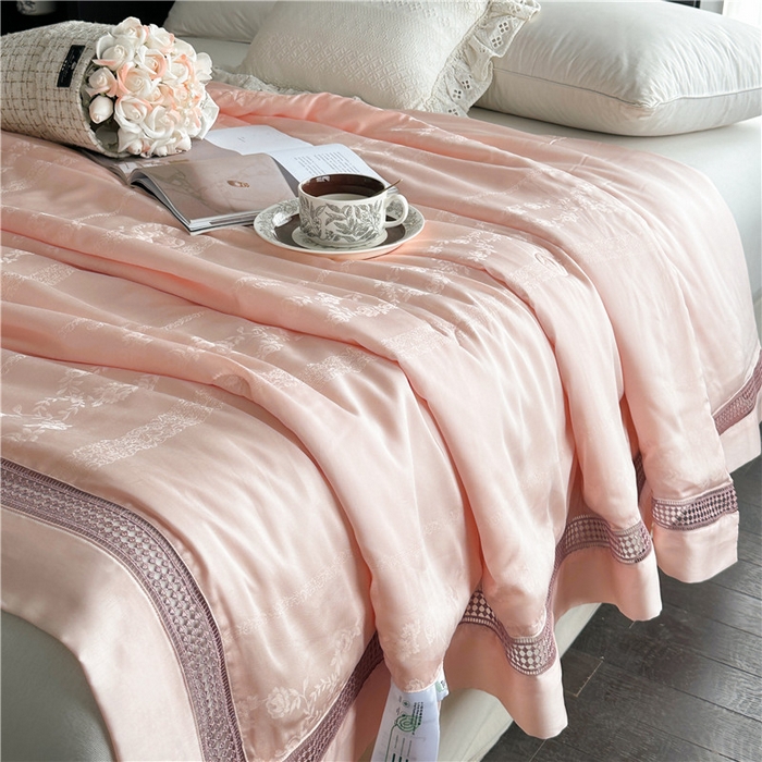 91家纺网 家纺一手货源 找家纺 蜜柚 2025新款维纳斯系列-LF奥地利兰精天丝大提花Naia夏被夏凉被空调被 维纳斯粉