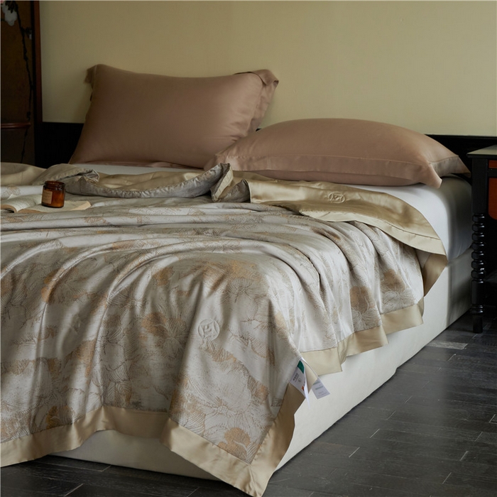 91家纺网 家纺一手货源 找家纺 （总）蜜柚 2025春夏新品魅影A类兰精天丝棉高精密色织大提花夏被夏凉被空调被