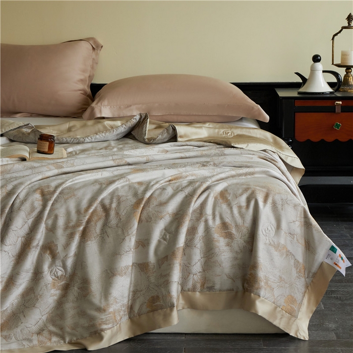 91家纺网 家纺一手货源 找家纺 （总）蜜柚 2025春夏新品魅影A类兰精天丝棉高精密色织大提花夏被夏凉被空调被