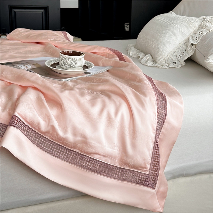 91家纺网 家纺一手货源 找家纺 蜜柚 2025新款维纳斯系列-LF奥地利兰精天丝大提花Naia夏被夏凉被空调被 维纳斯粉