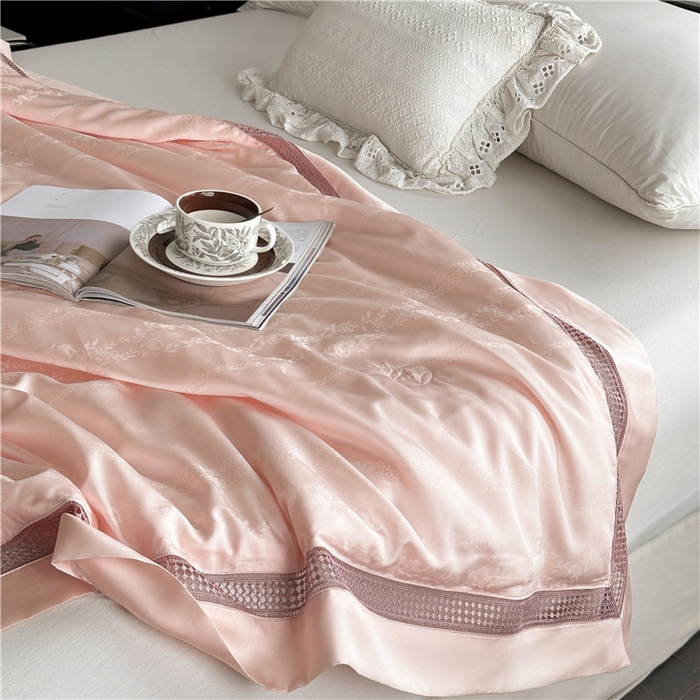 91家纺网 家纺一手货源 找家纺 蜜柚 2025新款维纳斯系列-LF奥地利兰精天丝大提花Naia夏被夏凉被空调被 维纳斯粉