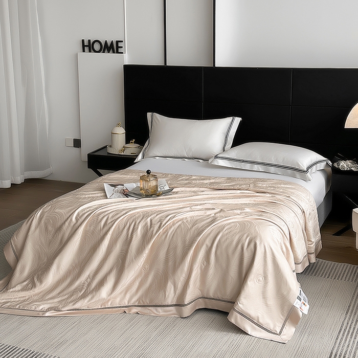 91家纺网 家纺一手货源 找家纺 蜜柚 2025春夏新品蒂芙尼100S天丝银丝大提花夏被夏凉被空调被 蒂芙尼金