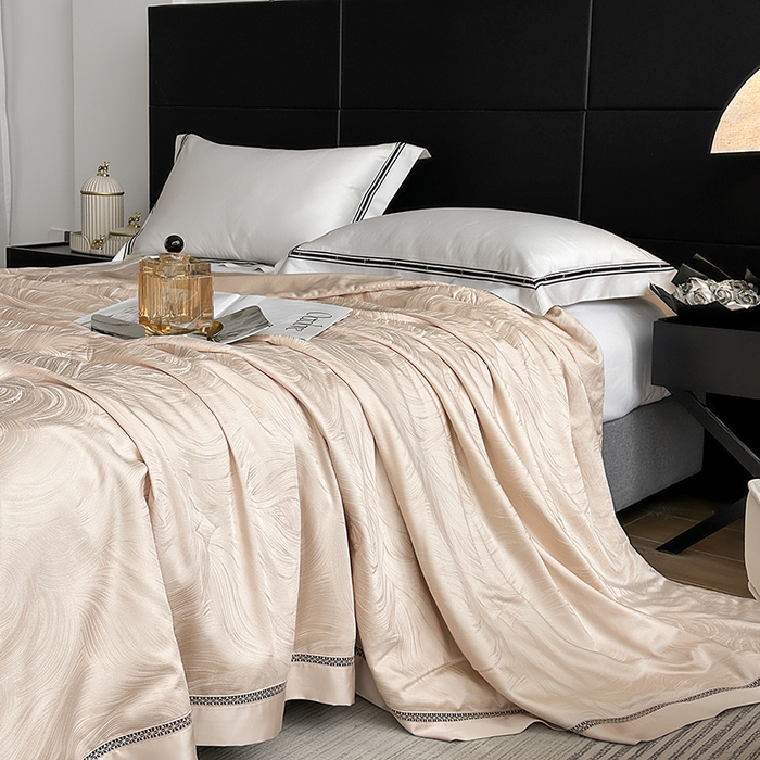 91家纺网 家纺一手货源 找家纺 蜜柚 2025春夏新品蒂芙尼100S天丝银丝大提花夏被夏凉被空调被 蒂芙尼金