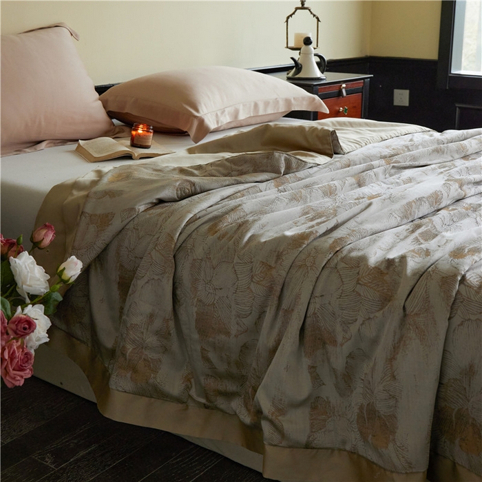 91家纺网 家纺一手货源 找家纺 蜜柚 2025春夏新品魅影A类兰精天丝棉高精密色织大提花夏被夏凉被空调被 皇家风范