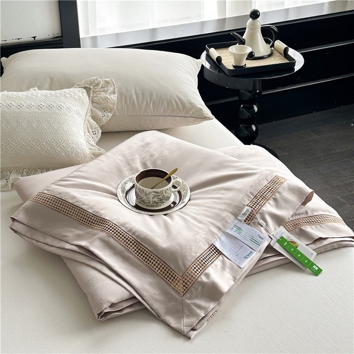 91家纺网 家纺一手货源 找家纺 蜜柚 2025新款维纳斯系列-LF奥地利兰精天丝大提花Naia夏被夏凉被空调被 维纳斯咖