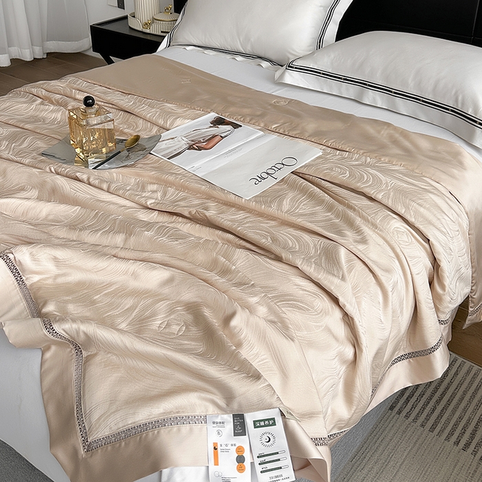 91家纺网 家纺一手货源 找家纺 蜜柚 2025春夏新品蒂芙尼100S天丝银丝大提花夏被夏凉被空调被 蒂芙尼金