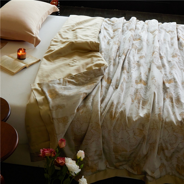 91家纺网 家纺一手货源 找家纺 蜜柚 2025春夏新品魅影A类兰精天丝棉高精密色织大提花夏被夏凉被空调被 皇家风范