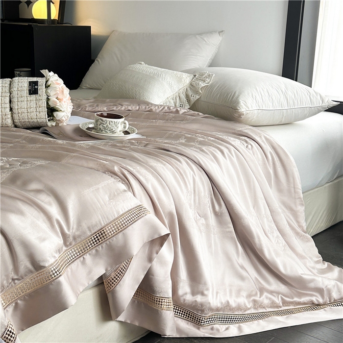 91家纺网 家纺一手货源 找家纺 蜜柚 2025新款维纳斯系列-LF奥地利兰精天丝大提花Naia夏被夏凉被空调被 维纳斯咖