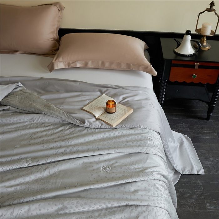 91家纺网 家纺一手货源 找家纺 蜜柚 2025春夏新品魅影A类兰精天丝棉高精密色织大提花夏被夏凉被空调被 闪耀极光