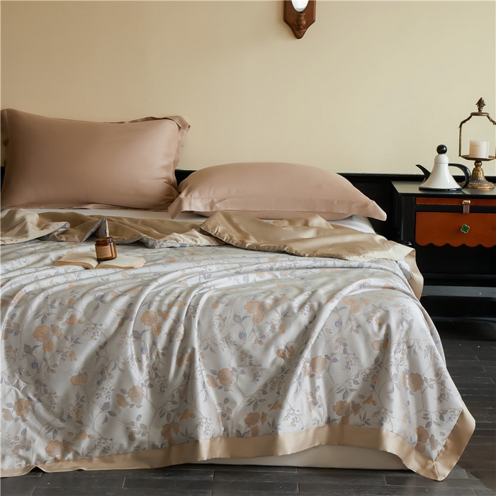 91家纺网 家纺一手货源 找家纺 蜜柚 2025春夏新品魅影A类兰精天丝棉高精密色织大提花夏被夏凉被空调被 曼珠沙华