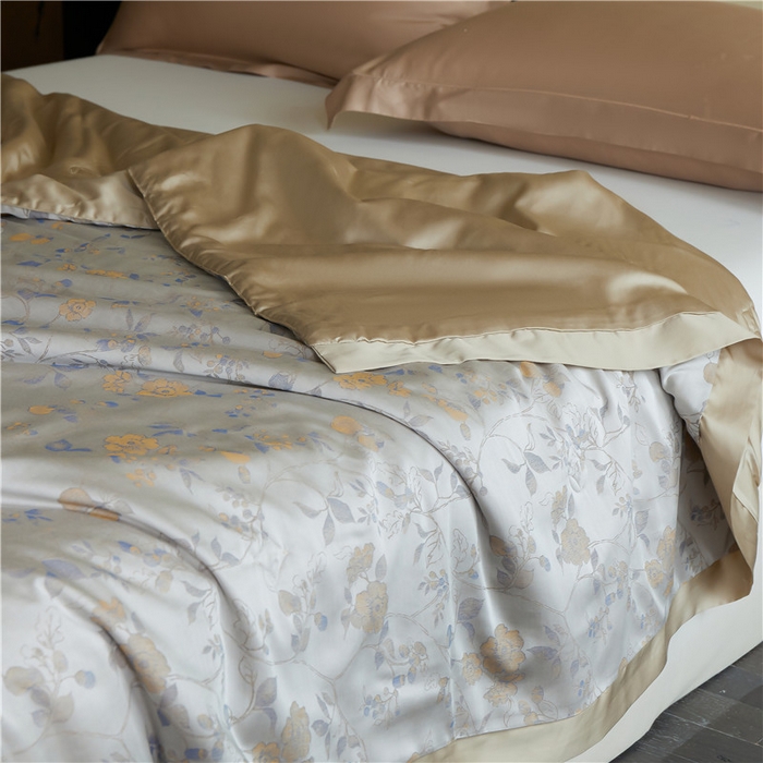 91家纺网 家纺一手货源 找家纺 蜜柚 2025春夏新品魅影A类兰精天丝棉高精密色织大提花夏被夏凉被空调被 曼珠沙华