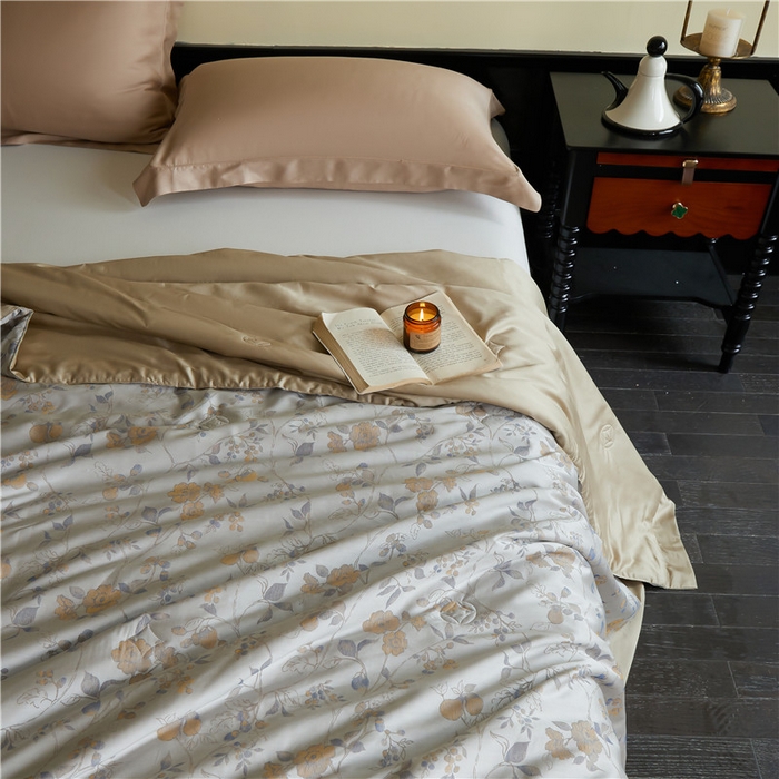 91家纺网 家纺一手货源 找家纺 蜜柚 2025春夏新品魅影A类兰精天丝棉高精密色织大提花夏被夏凉被空调被 曼珠沙华