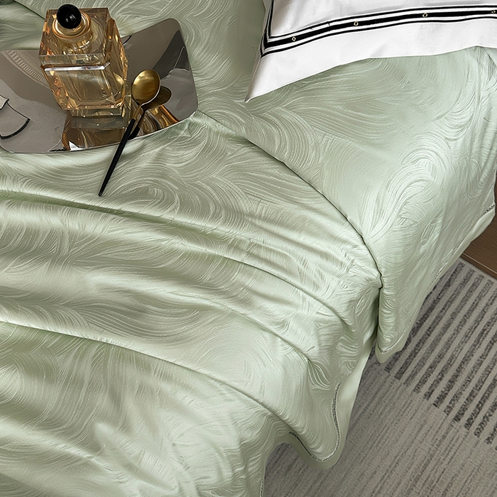 91家纺网 家纺一手货源 找家纺 蜜柚 2025春夏新品蒂芙尼100S天丝银丝大提花夏被夏凉被空调被 蒂芙尼绿