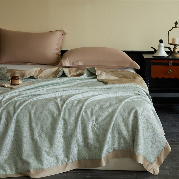 91家纺网 家纺一手货源 找家纺 蜜柚 2025春夏新品魅影A类兰精天丝棉高精密色织大提花夏被夏凉被空调被 摇曳生姿