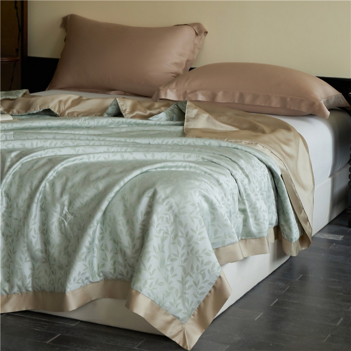 91家纺网 家纺一手货源 找家纺 蜜柚 2025春夏新品魅影A类兰精天丝棉高精密色织大提花夏被夏凉被空调被 摇曳生姿