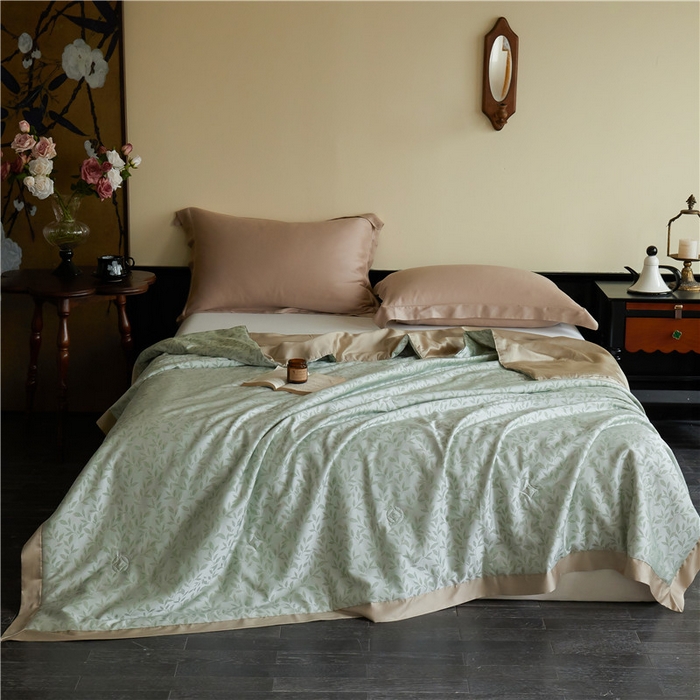 91家纺网 家纺一手货源 找家纺 蜜柚 2025春夏新品魅影A类兰精天丝棉高精密色织大提花夏被夏凉被空调被 摇曳生姿