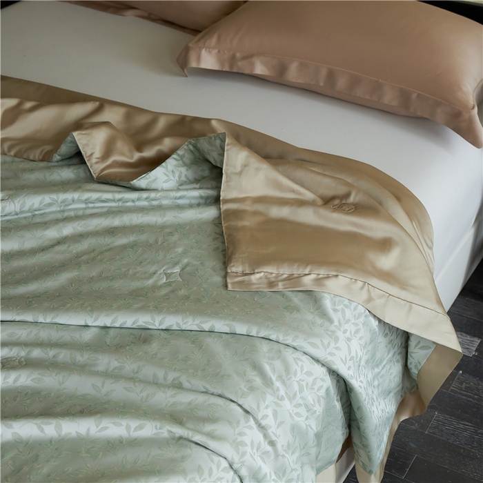 91家纺网 家纺一手货源 找家纺 蜜柚 2025春夏新品魅影A类兰精天丝棉高精密色织大提花夏被夏凉被空调被 摇曳生姿