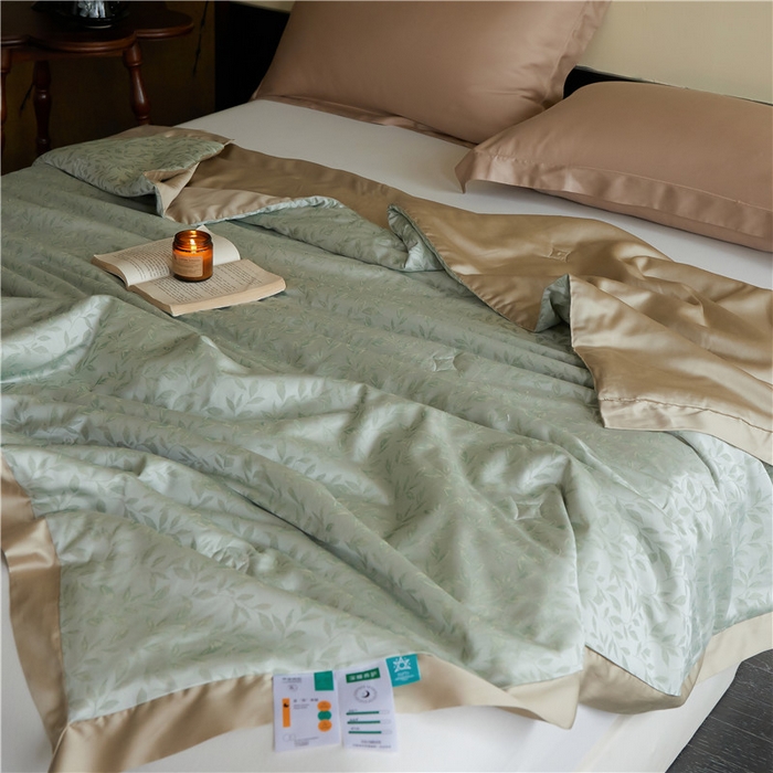 91家纺网 家纺一手货源 找家纺 蜜柚 2025春夏新品魅影A类兰精天丝棉高精密色织大提花夏被夏凉被空调被 摇曳生姿