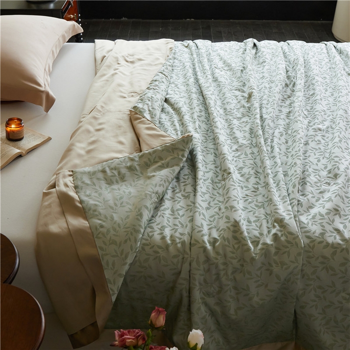 91家纺网 家纺一手货源 找家纺 蜜柚 2025春夏新品魅影A类兰精天丝棉高精密色织大提花夏被夏凉被空调被 摇曳生姿