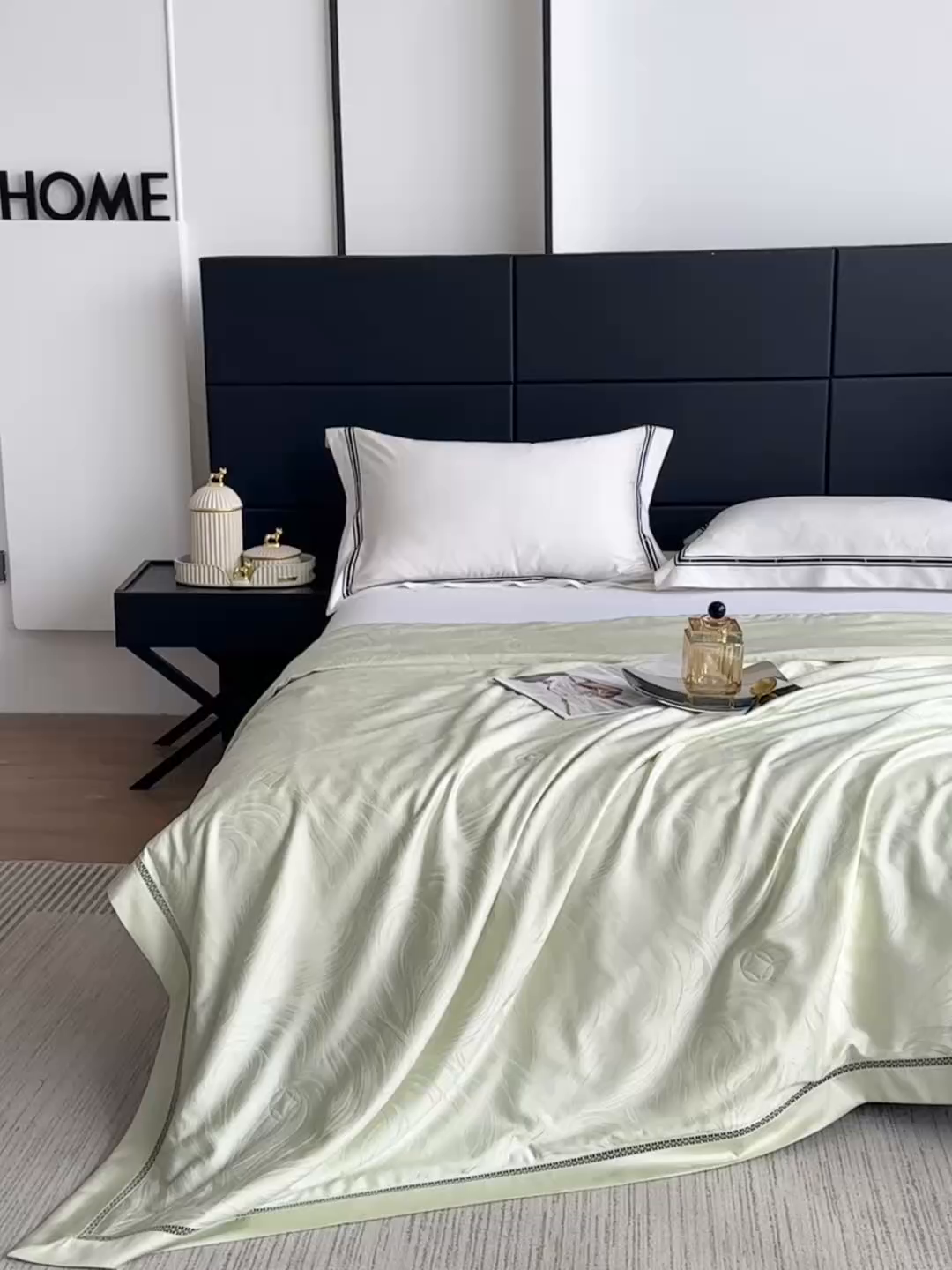 91家纺网 家纺一手货源 找家纺 蜜柚 2025春夏新品蒂芙尼100S天丝银丝大提花夏被夏凉被空调被 蒂芙尼绿