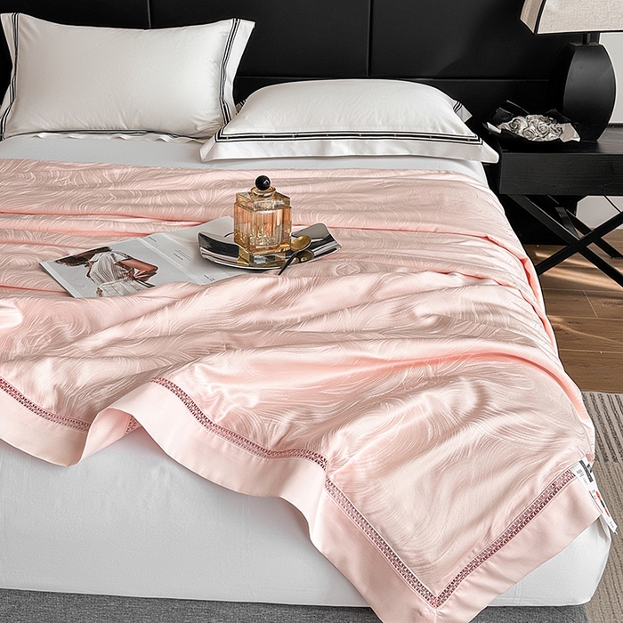 91家纺网 家纺一手货源 找家纺 蜜柚 2025春夏新品蒂芙尼100S天丝银丝大提花夏被夏凉被空调被 蒂芙尼粉