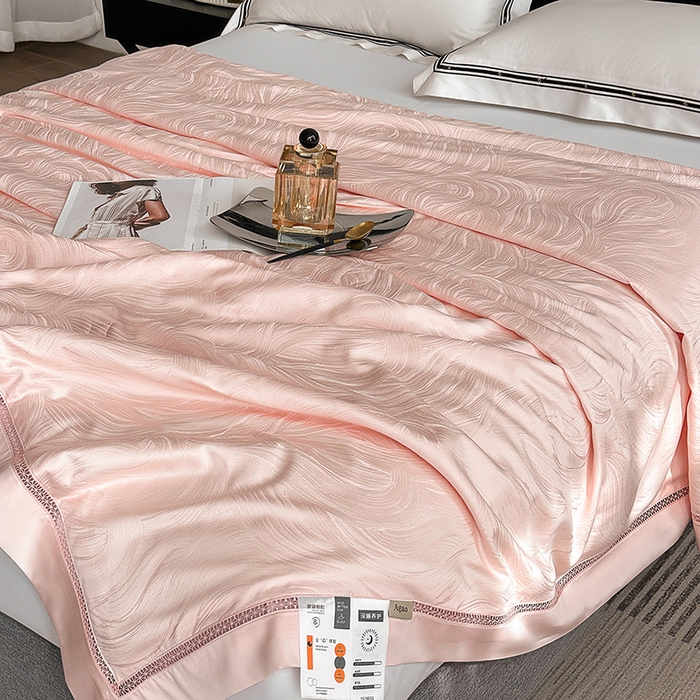 91家纺网 家纺一手货源 找家纺 蜜柚 2025春夏新品蒂芙尼100S天丝银丝大提花夏被夏凉被空调被 蒂芙尼粉