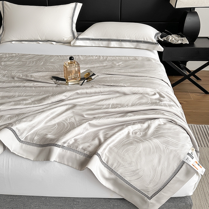 91家纺网 家纺一手货源 找家纺 蜜柚 2025春夏新品蒂芙尼100S天丝银丝大提花夏被夏凉被空调被 蒂芙尼灰