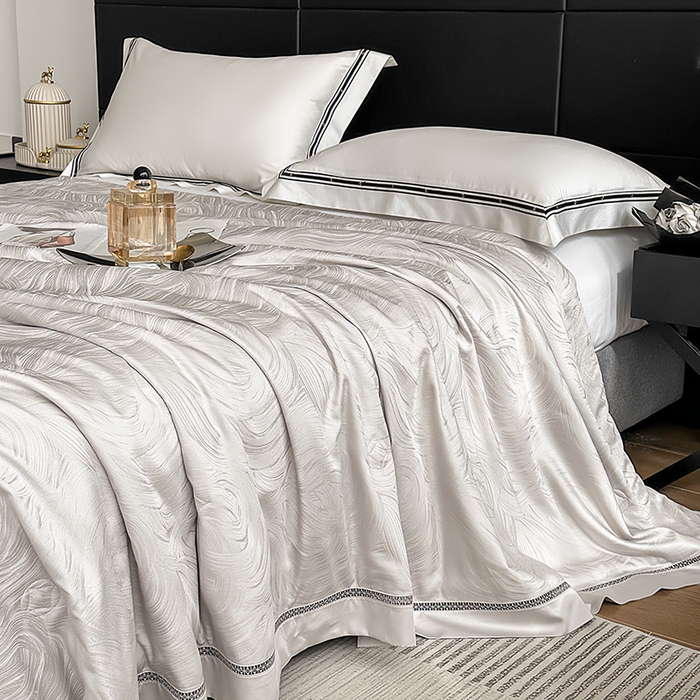 91家纺网 家纺一手货源 找家纺 蜜柚 2025春夏新品蒂芙尼100S天丝银丝大提花夏被夏凉被空调被 蒂芙尼灰